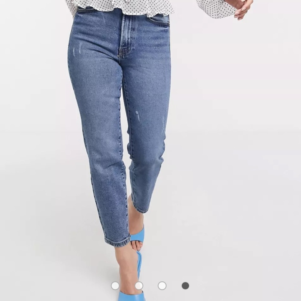 STRADIVARIUS MOM SLIM FIT MID WASH JEANS (4)